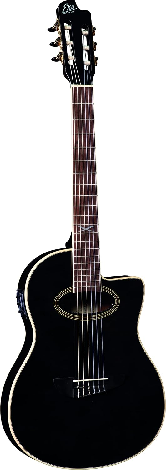 Guitarras electroacústicas N100CE, 650mm, negro, EKO, NXT NYLON N100CE SEE THROUGH BLACK, Escala 650mm