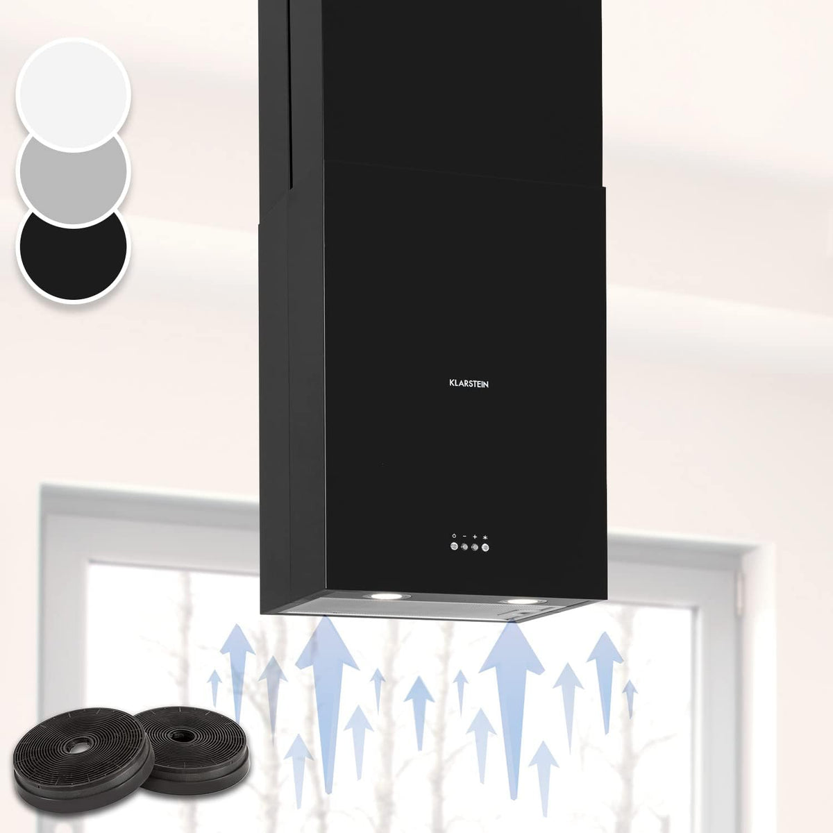 Klarstein Campanas en isla, regulable, para la cocina, Extractor para Islas, Campana Techo Flujo Aire 641m3/h