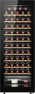 Bodegas de vino independientes CWC058, 128 × 47,5 × 45,6 cm, con iluminación LED, con WiFi, con estantes, negro, CANDY