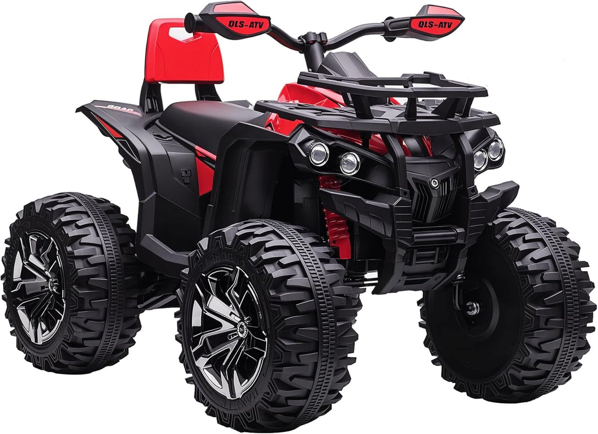 HOMCOM Vehículos eléctricos, Ø36 × 15 cm, 12V, rojo, HOMCOM Quad Eléctrico para Niños 12V con 2 Motores para 3, 5 Años Rojo