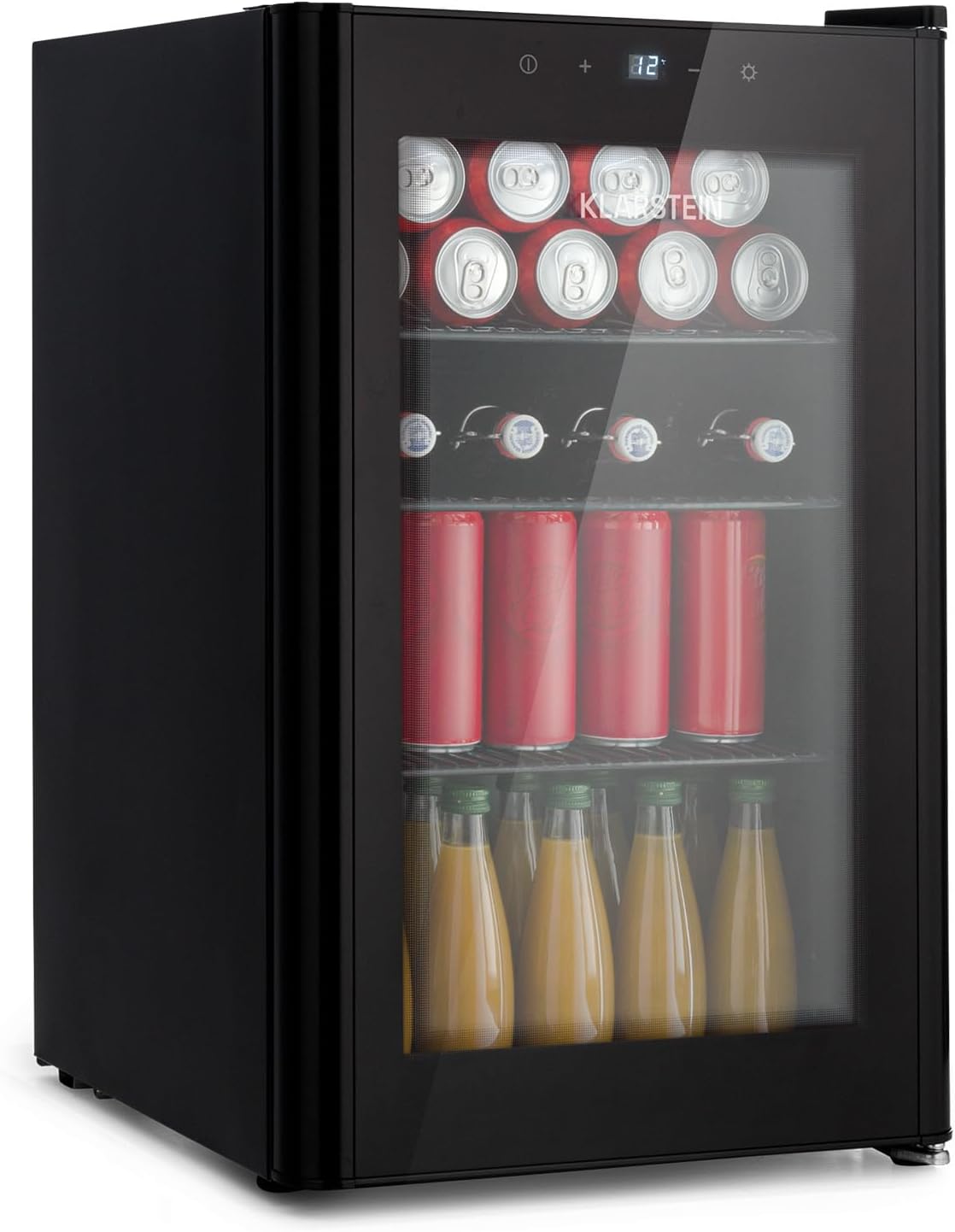 KLARSTEIN frigorífico, 70L, 22 °C, con iluminación LED, con estantes, vidrio, mininevera para habitaciones, nevera pequeña 70L, 0-22 °C