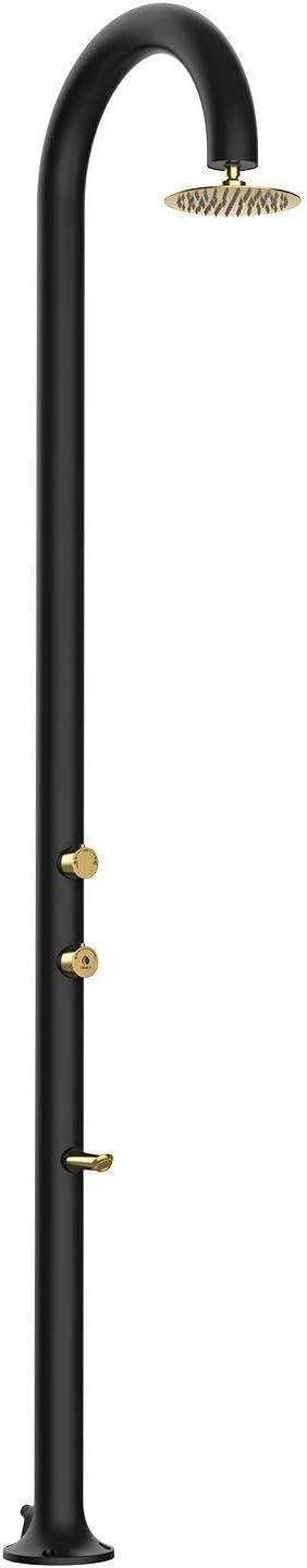 Grifos de ducha, 17,5 cm, aluminio, negro, Sined