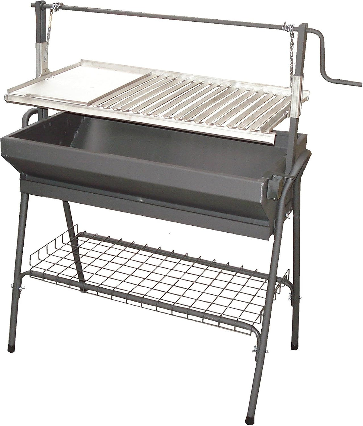 barbacoa, 100cm, metal, Megalsa, Barbacoa Metalica con Parrilla y Plancha 100cm INOX