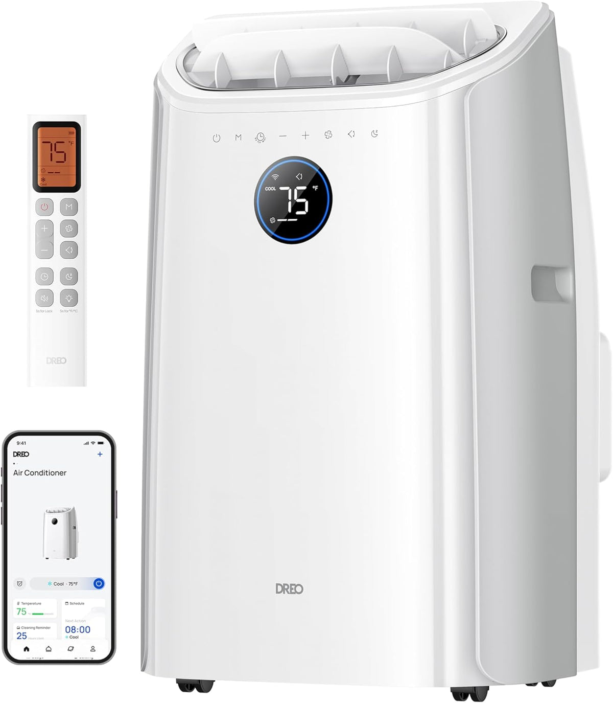 aire acondicionado, DREO, DREO Aire Acondicionado Portátil de 10000 BTU para Habitación, Refrigeración sin Drenaje, Temporizador de 24 Horas