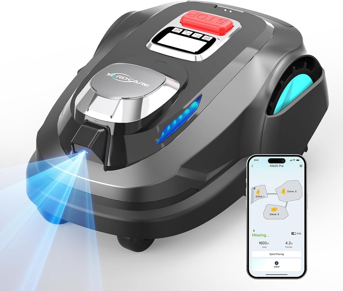 Robots cortacéspedes N1600PRO, 60 mm, para el jardín, YARDCARE, YARDCARE N1600PRO, para Jardines hasta 1600 m2 Corte sistemático en U
