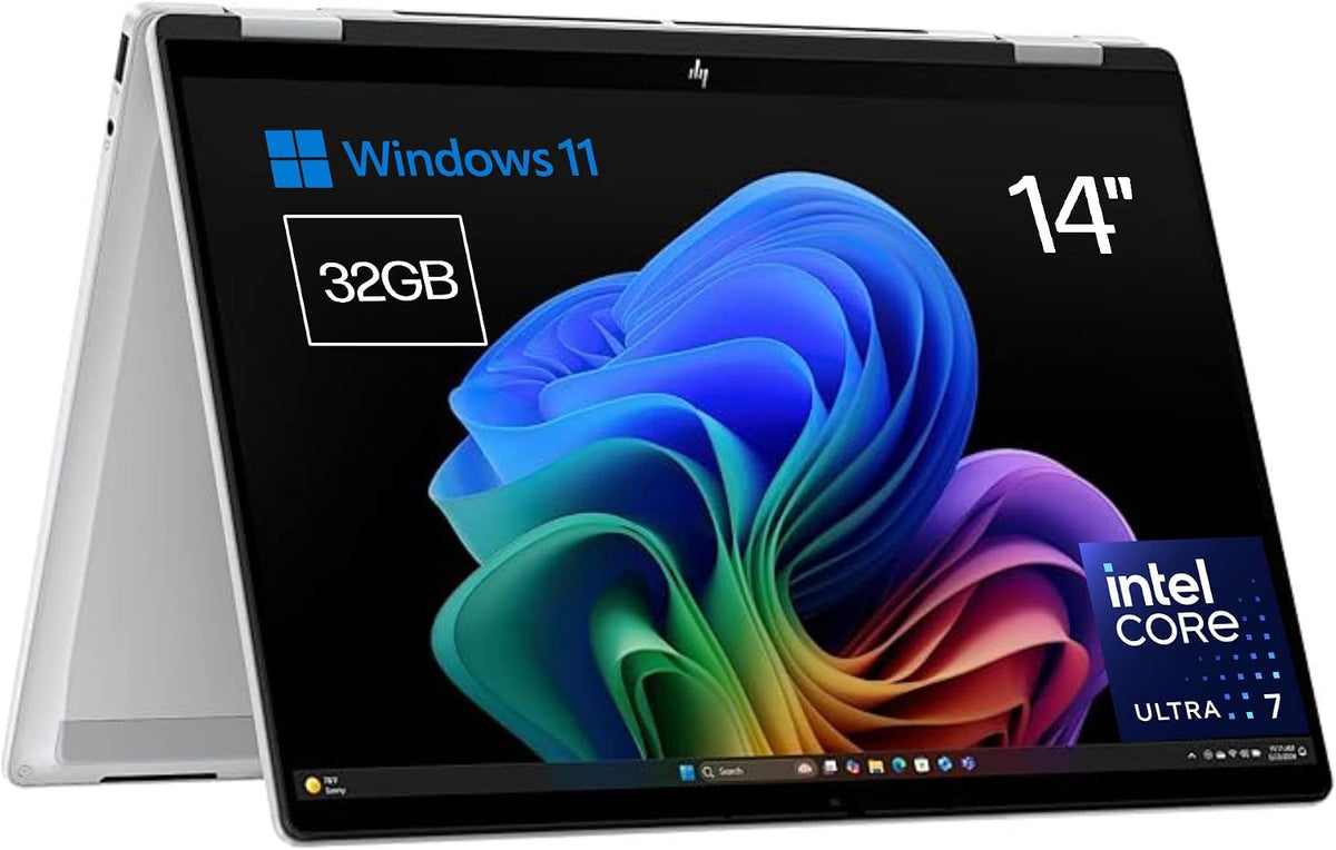 HP Portátiles 2 en 1, 35,6 cm, 258V, 32GB RAM, 1TB SSD, Windows 11 Home Silver- Teclado QWERTY Español